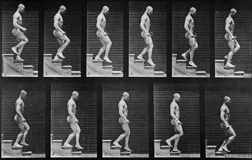 Detail of Man descending stairs by Eadweard Muybridge