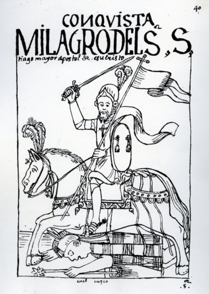 Detail of The Miraculous Intervention of St. James the Apostle in the Conquest of the Americas by Felipe Huaman Poma de Ayala
