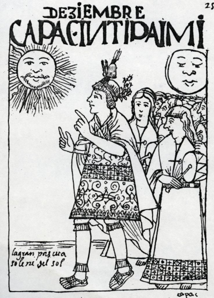 Detail of The chief courier who carries a trumpet shell by Felipe Huaman Poma de Ayala