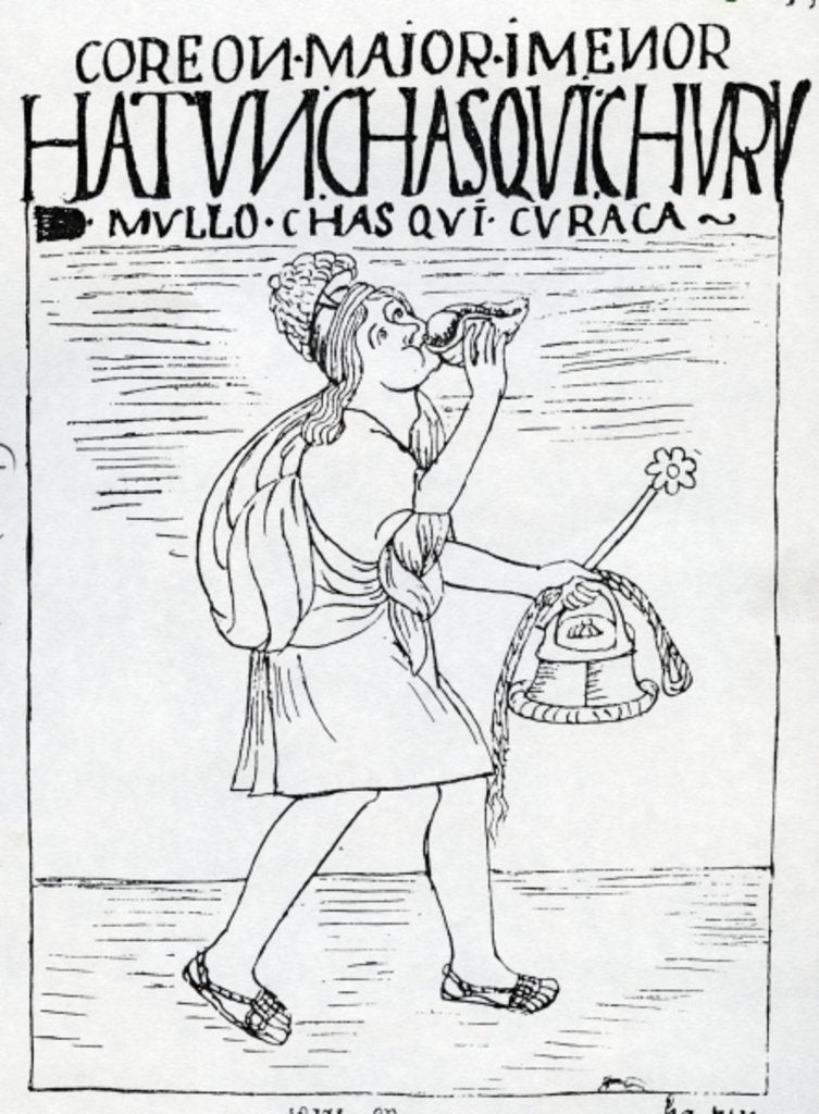 Detail of December, the month of the sun god festival by Felipe Huaman Poma de Ayala