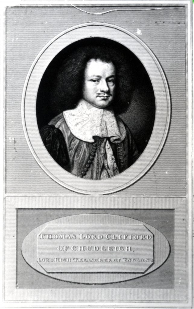 Detail of Thomas Clifford, 1st Baron Clifford of Chudleigh, engraved by Edward Scriven, 1820 by Samuel (after) Cooper