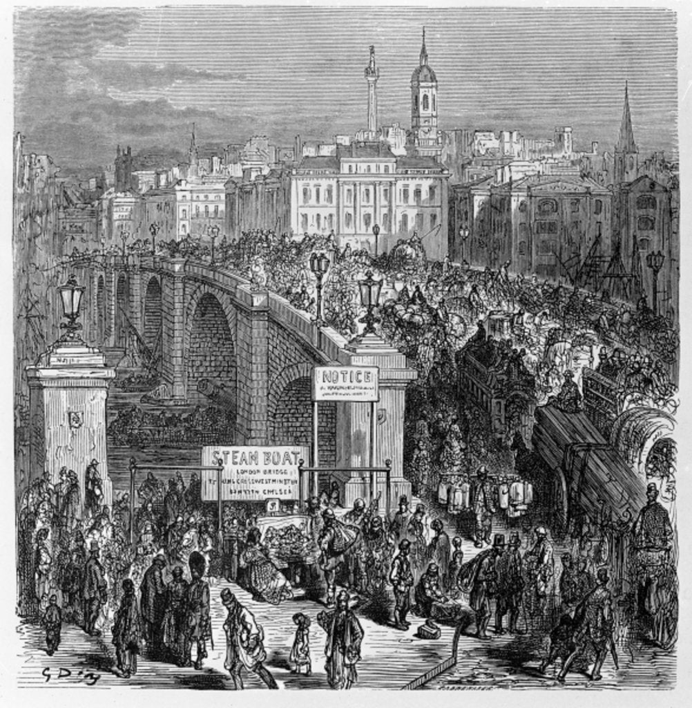 Detail of London Bridge by Gustave Dore