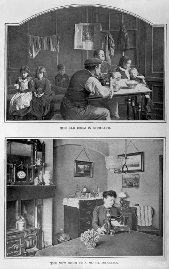 Detail of The Old Room in Slumland and The New Room in a Model Dwelling by English Photographer