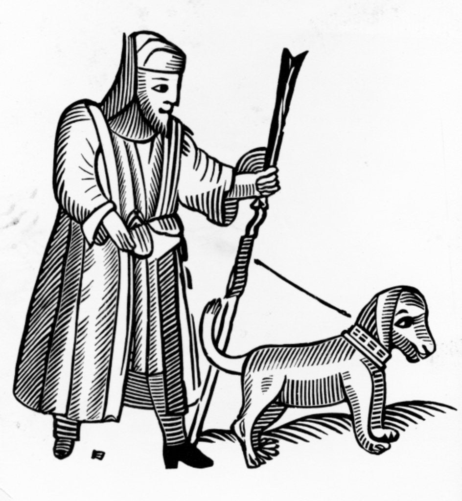 Detail of Pilgrim with a dog by English School