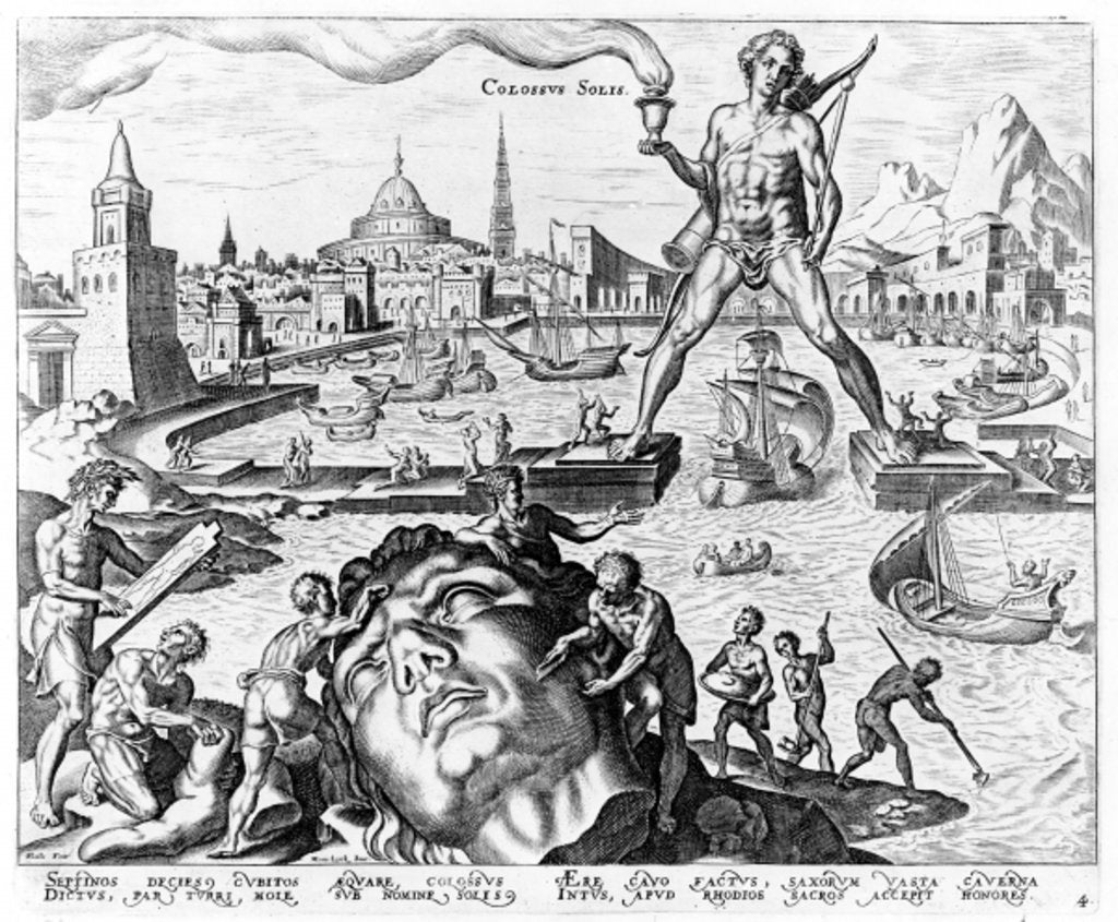 Detail of The Colossus of Rhodes, plate 4 from The Eight Wonders of the World, engr. Philips Galle, 1572 by Maerten van Heemskerck