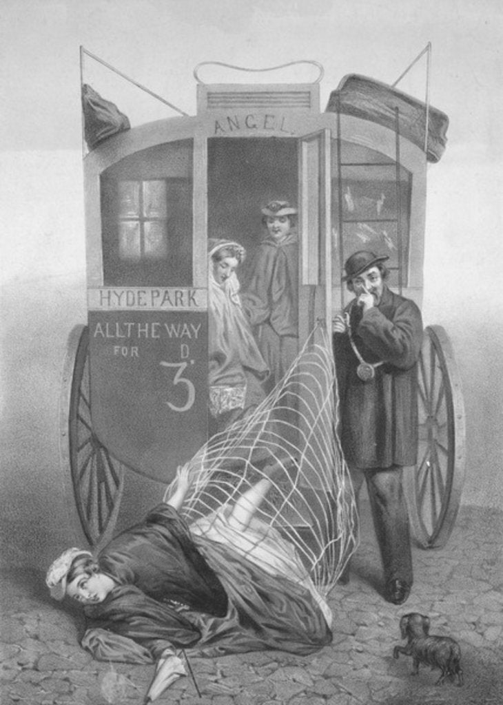 Detail of Perils of the Crinoline, 1850-70 by English School