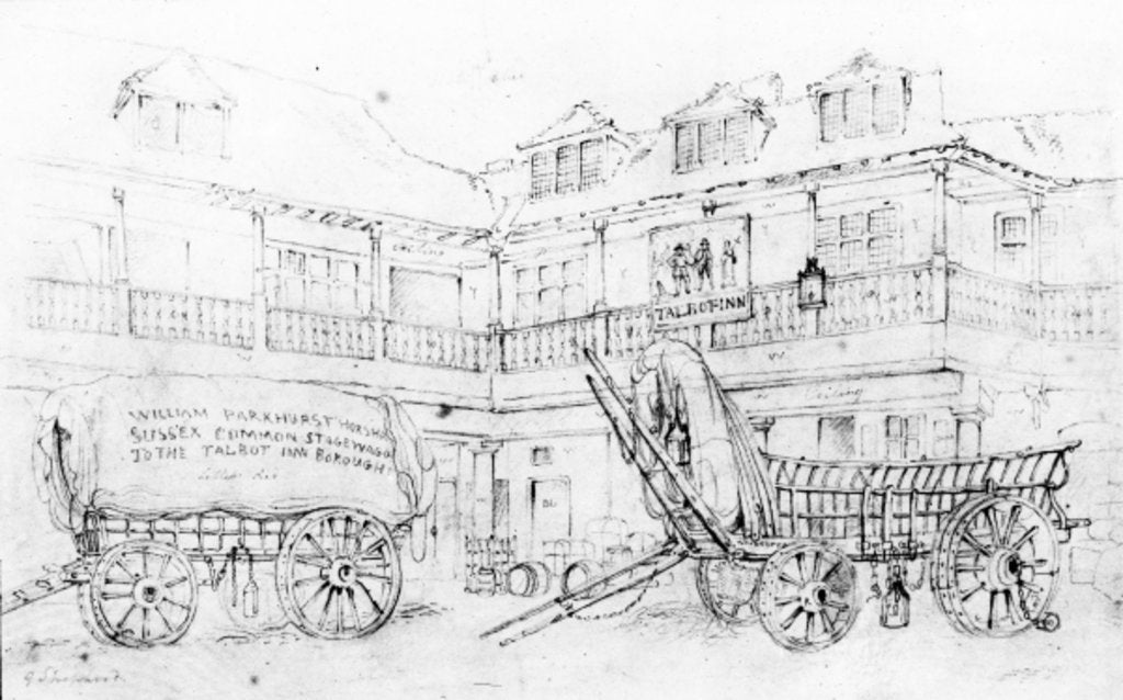 Detail of Inn Yard of the Talbot Inn, Southwark, 1810 by George Sidney Shepherd
