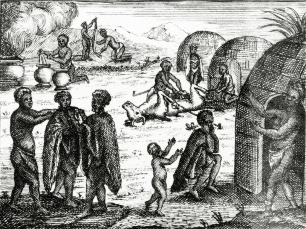 Detail of The Hottentots adore a certain insect by English School