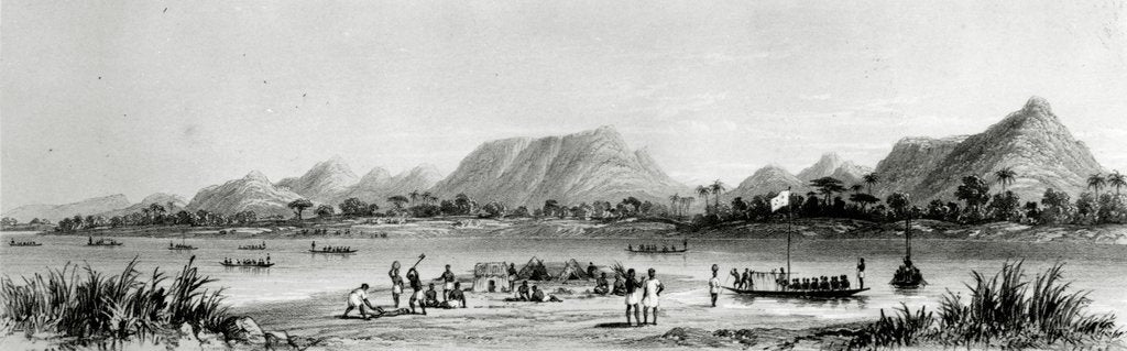 Detail of Mountains & Market Canoes near Bokwen by William Allen