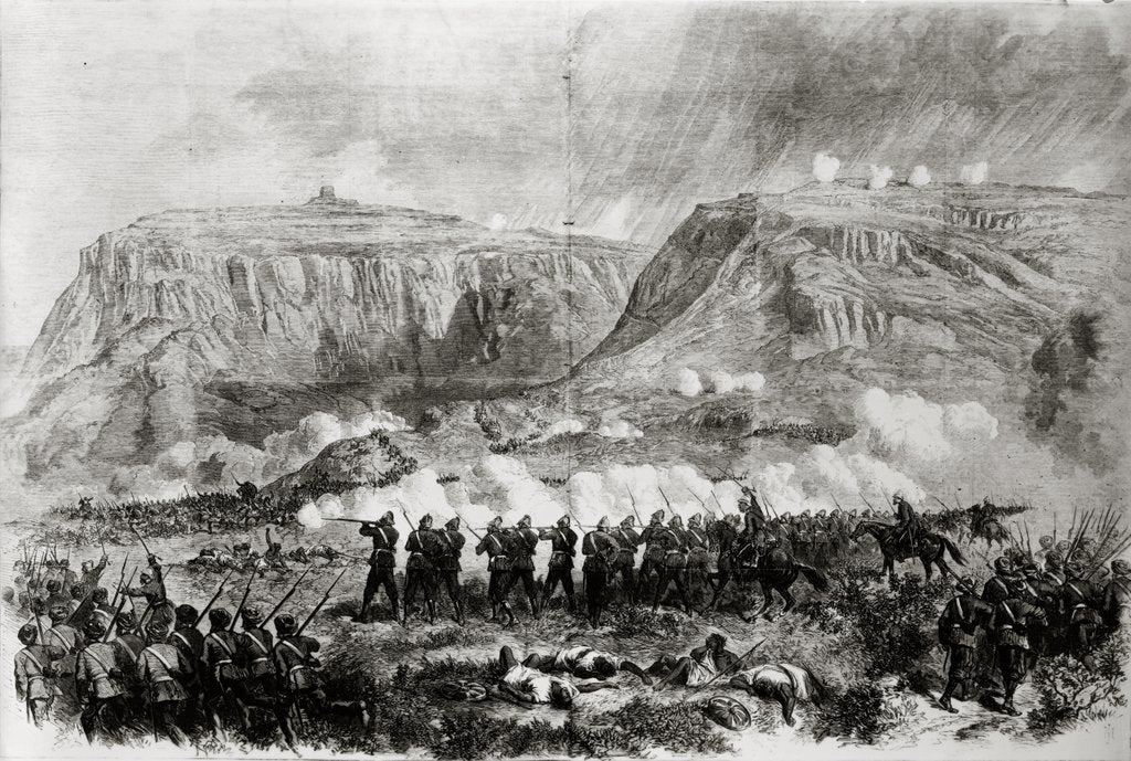 Detail of The Abyssinian Expedition: The Battle at Arogee, before Magdala, on Good Friday, April 10, published in 'The Illustrated London News'. 1868 by English School