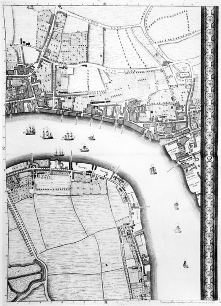 Detail of A Map of Limehouse and Rotherhithe, London, 1746 by John Rocque