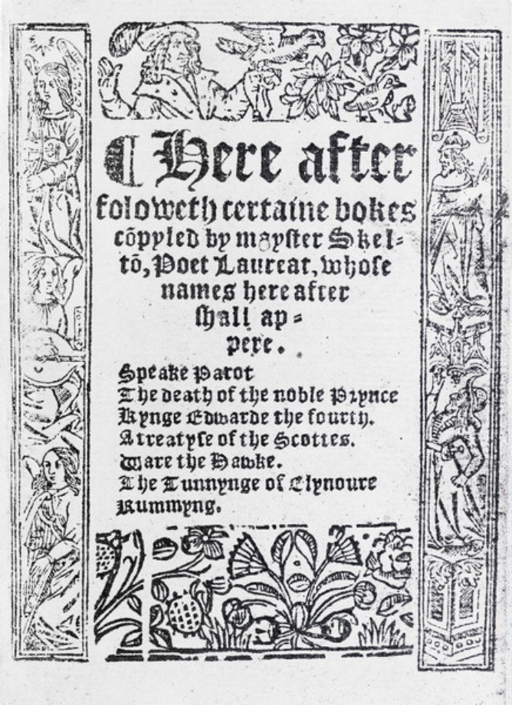 Detail of Title Page for 'Certaine Bokes Copyled by Mayster Skelton' by John Skelton, published c.1550 by English School