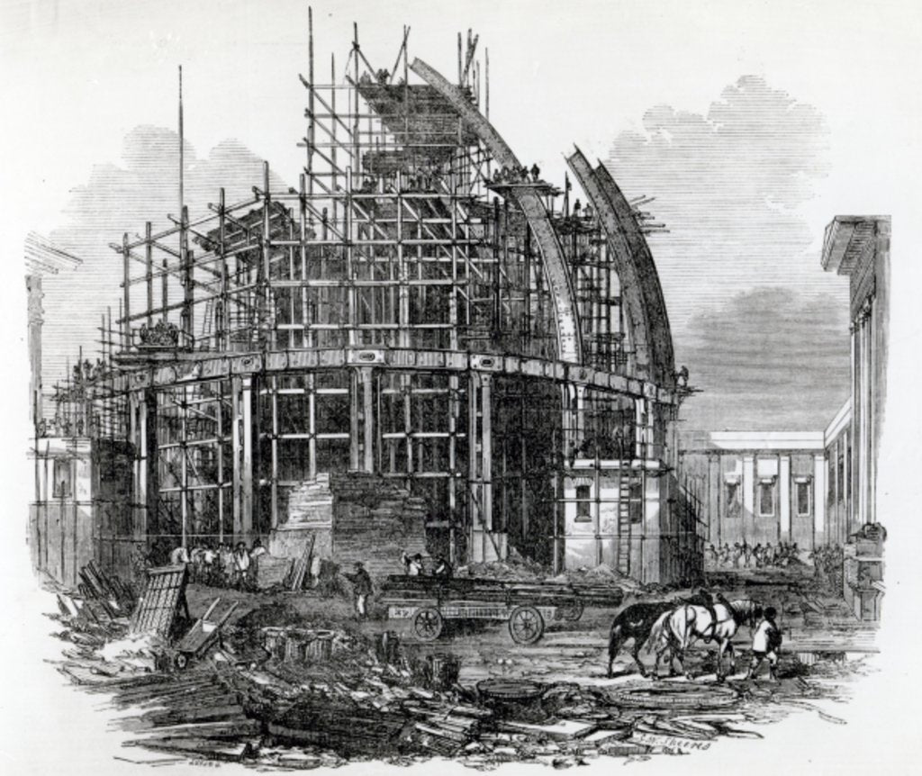 Detail of The New Reading-Room at the British Museum, in course of construction by English School