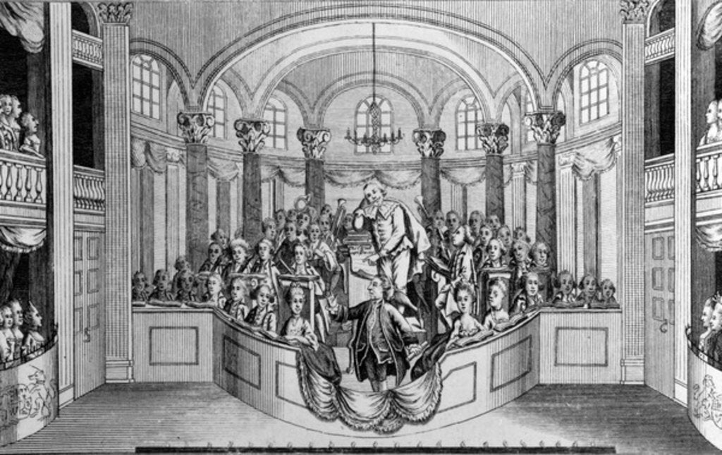 Detail of Mr. Garrick delivering his Ode at Drury Lane Theatre, on dedicating a building and erecting a statue to Shakespeare, 1769 by John Lodge