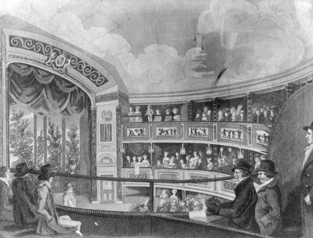 Detail of The Interior of the Olympic Theatre near Drury Lane, engraved by Henry Richard Cook, 1816 by Robert Blemell (after) Schnebbelie