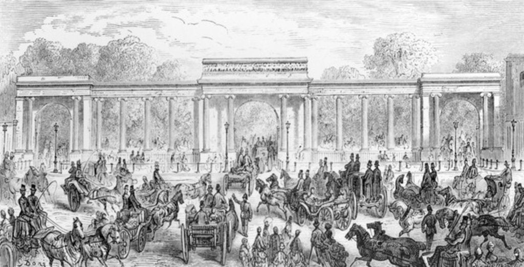 Detail of The Entrance to Hyde Park by Gustave Dore (after)