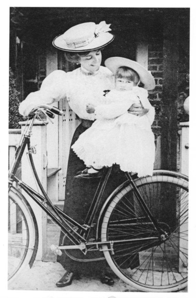 Detail of Mother and Child on a Bicycle, c.1890s by English Photographer