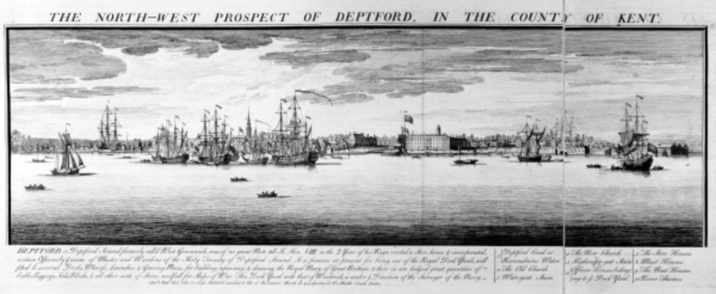 Detail of The North-West Prospect of Deptford, in the County of Kent, 1739 by Nathaniel and Samuel (1696-1779) Buck