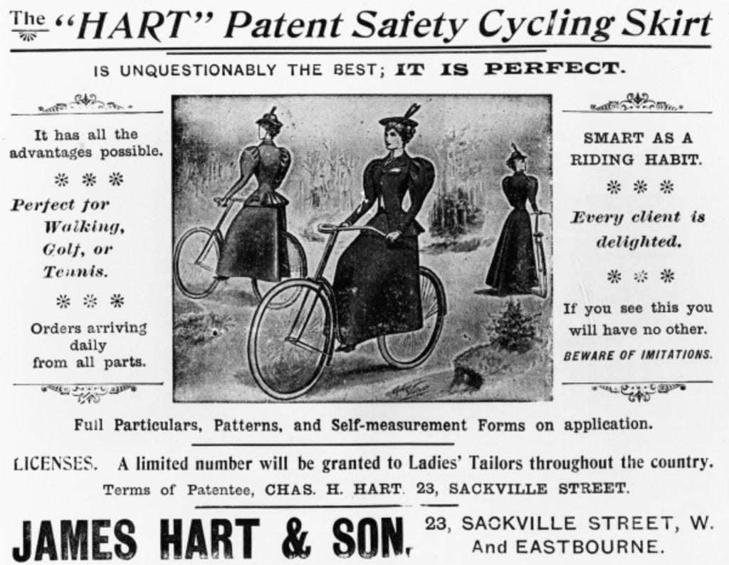 Detail of Advert for The 'Hart' Patent Safety Cycling Skirt, c.1897 by English School