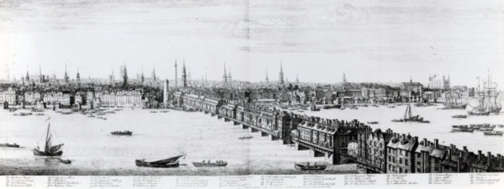 Detail of West Front of London Bridge, 1749 by Nathaniel and Samuel Buck