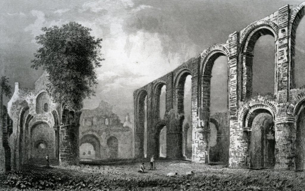 Detail of St. Botolph's Priory Church, Colchester, Essex, 1832 by William Henry Bartlett