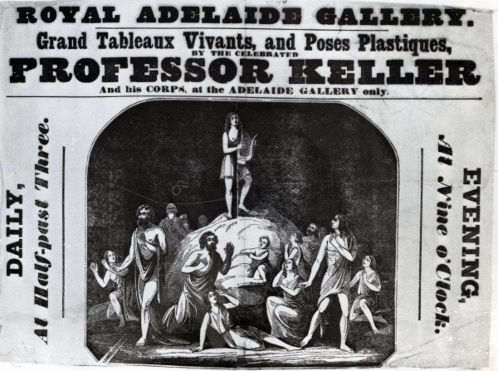 Detail of Handbill advertising 'Professor Keller's Grand Tableaux Vivants', c.1846 by English School
