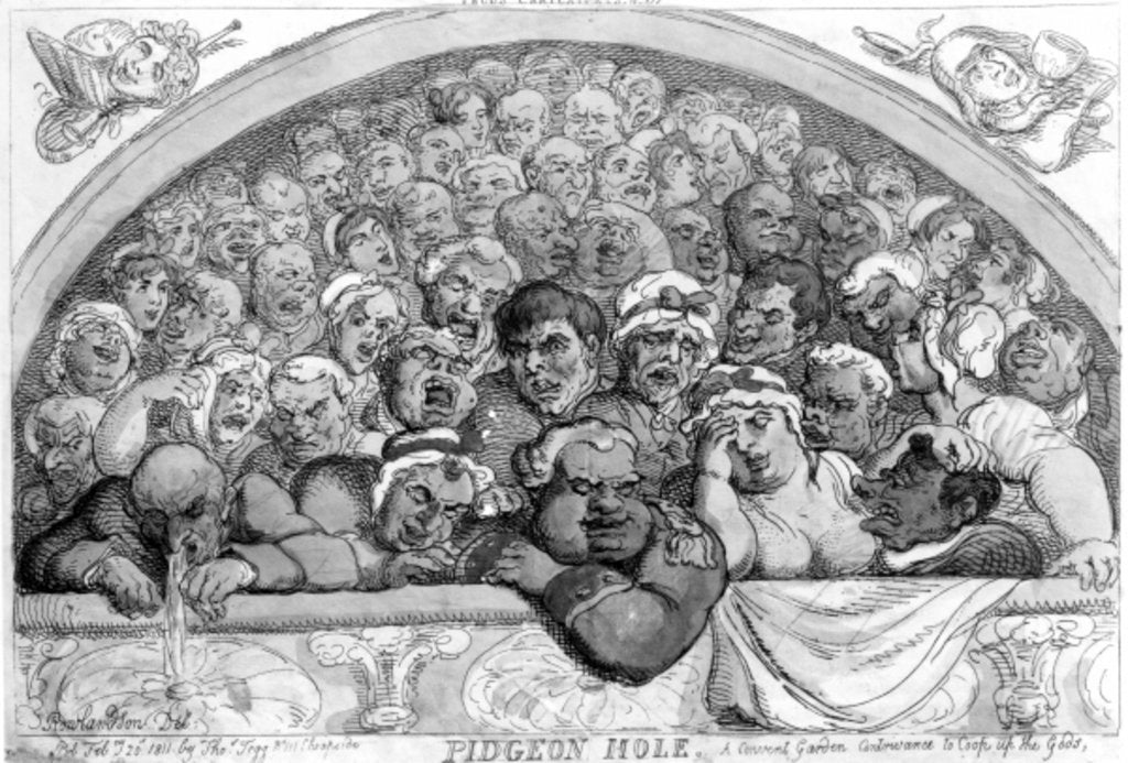 Detail of Pidgeon Hole - A Convent [sic] Garden contrivance to coop up the gods, 1811 by Thomas Rowlandson