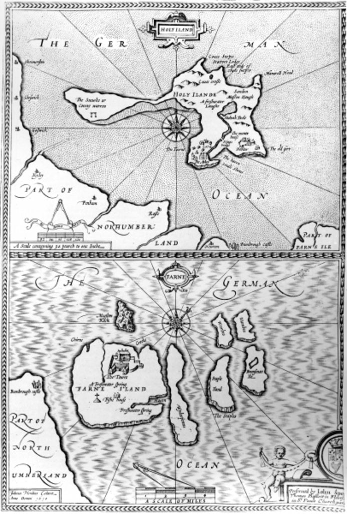 Detail of Maps of Holy Island and Farne Island, Northumberland by John Speed
