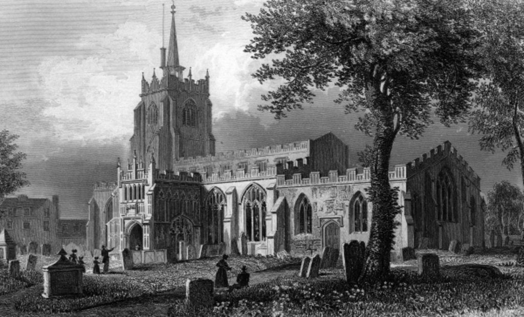 Detail of St. Mary's Church, Chelmsford by William Henry Bartlett