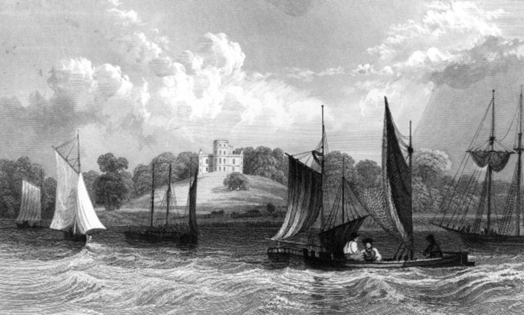 Detail of Belmont Castle, near Grays Thurrock, Essex, engraved by Henry Wallis, 1832 by William Henry (after) Bartlett