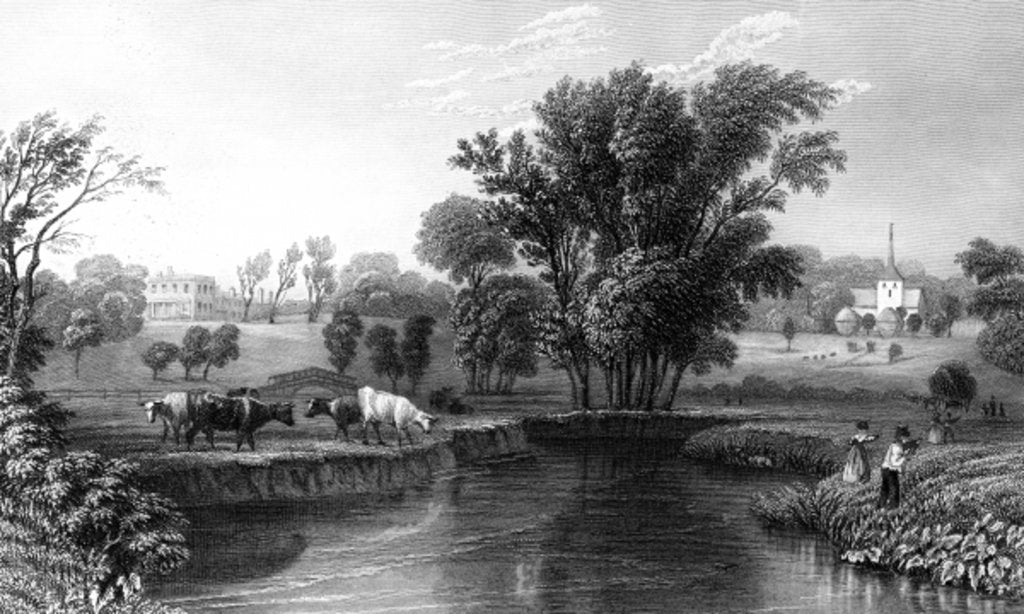 Detail of Stisted Hall and Church, Essex by William Henry Bartlett