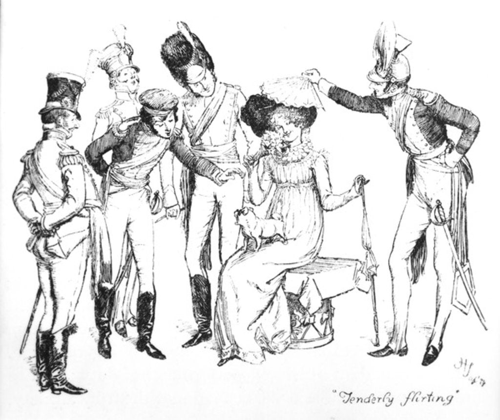 Detail of Tenderly flirting by Hugh Thomson