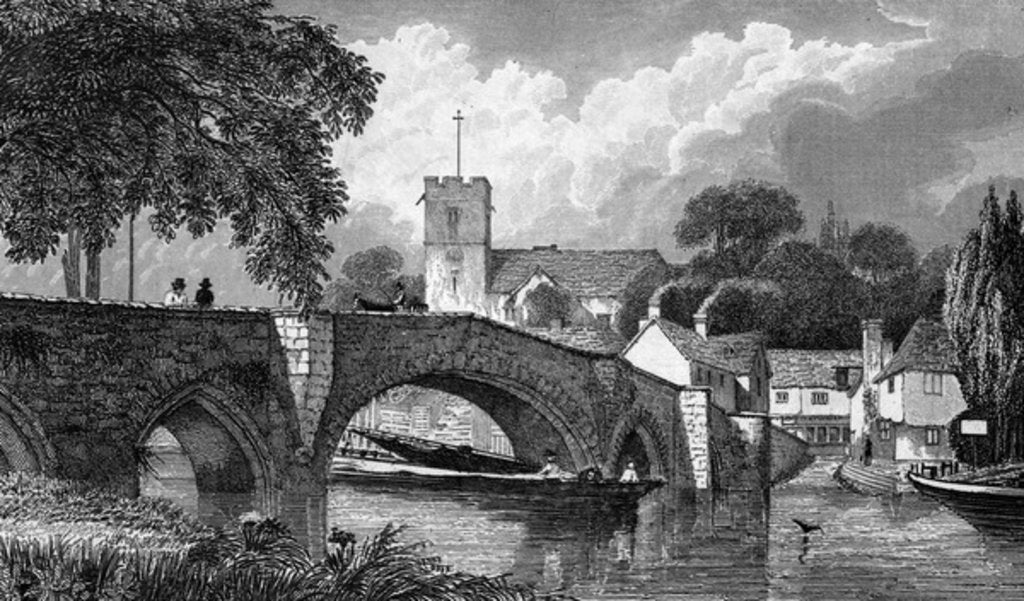 Detail of Aylesford Church and Bridge by William Henry Bartlett