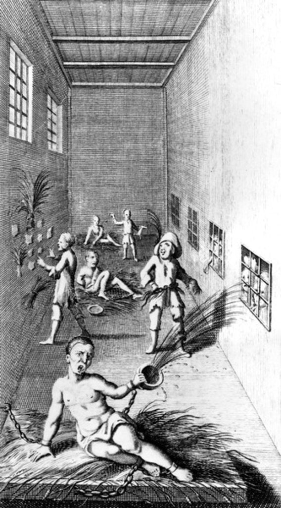 Detail of Illustration of Bedlam from 'A Tale of a Tub' by Jonathan Swift, fifth edition published 1710 by Bernard III Lens