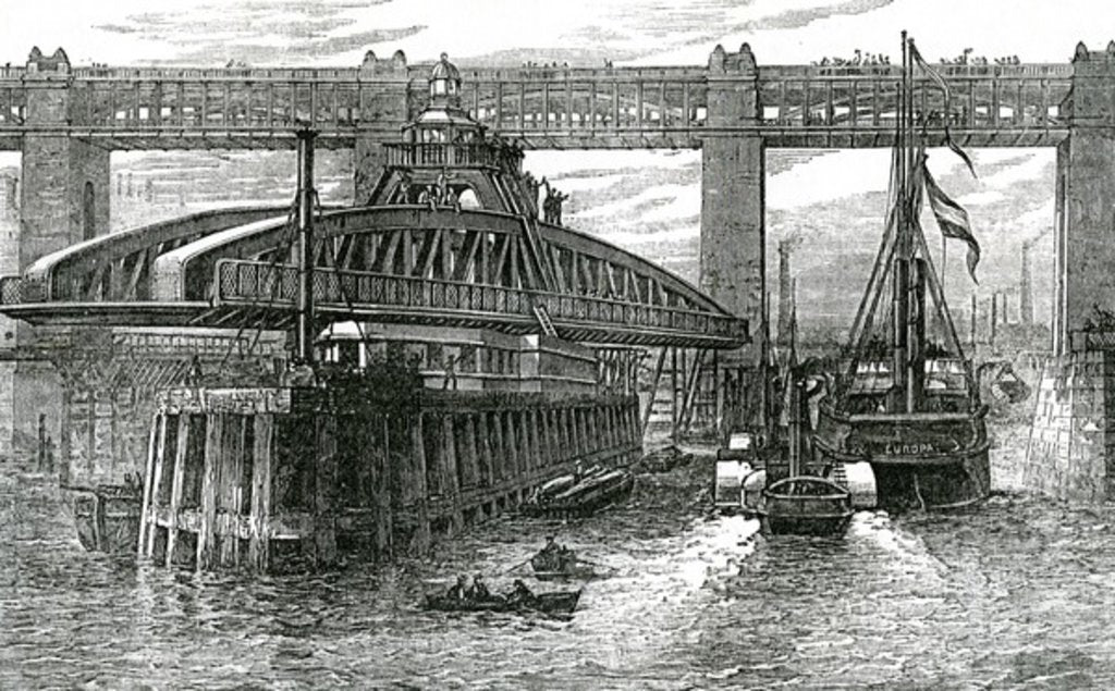 Detail of Opening of the new swing bridge at Newcastle-upon-Tyne, 1876 by English School