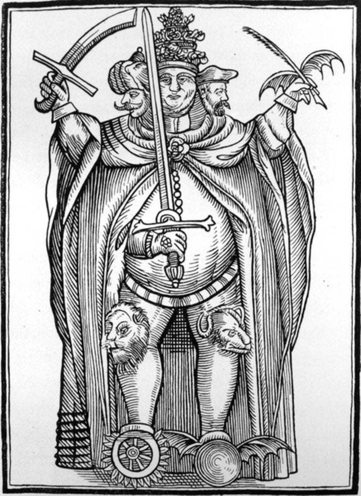 Detail of The Antichrist with three heads by French School