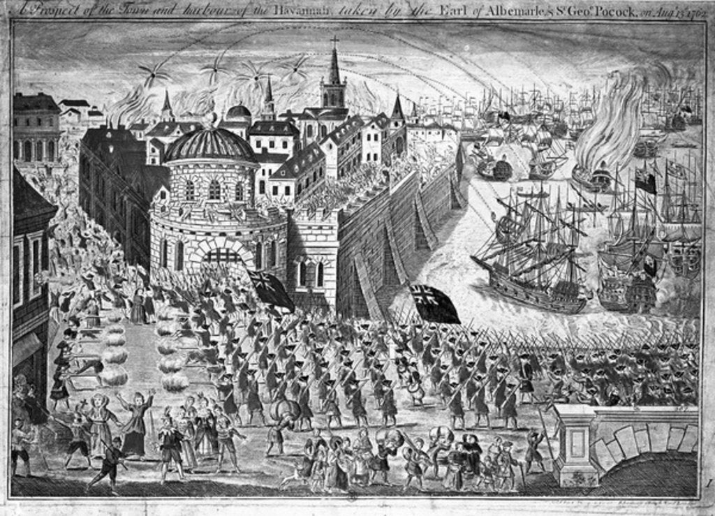 Detail of A Prospect of the town of Havannah, taken by the Earl of Albemarle & Sir George Pocock on August 13th 1762 by English School
