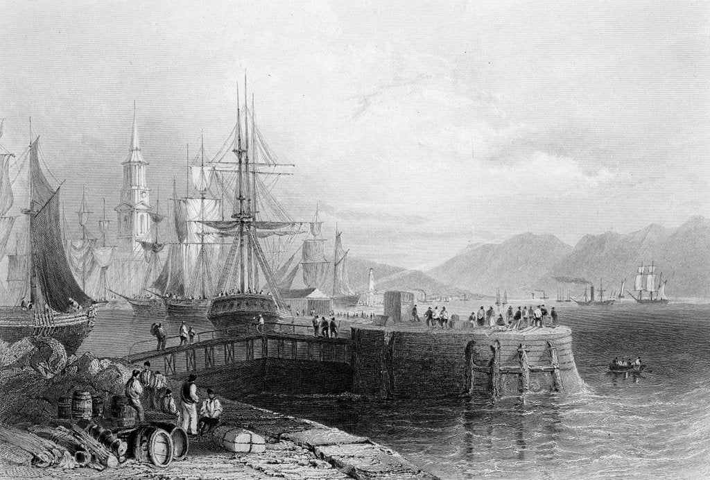 Detail of Port Glasgow, engraved by J.W. Appleton, 1841 by William Henry (after) Bartlett