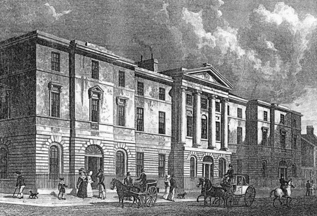 Detail of Exchange Buildings, Leith, engraved by T. Higham, 1830 by Thomas Hosmer (after) Shepherd