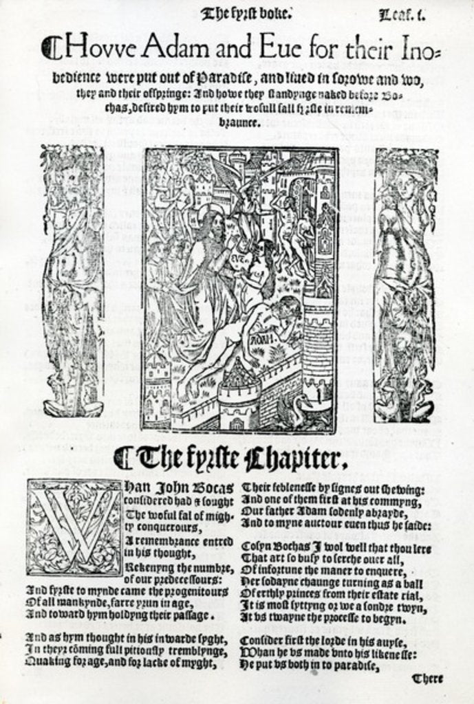 Detail of The Story of Adam and Eve from Boccaccio's 'De Casibus Virorum Illustrium', English edition published in 1527 by English School