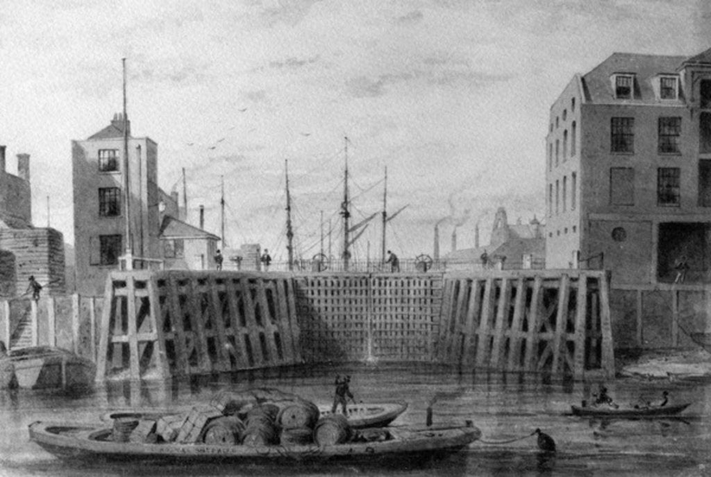 Detail of Entrance to the Limehouse Dock, 1850 by Thomas Hosmer Shepherd