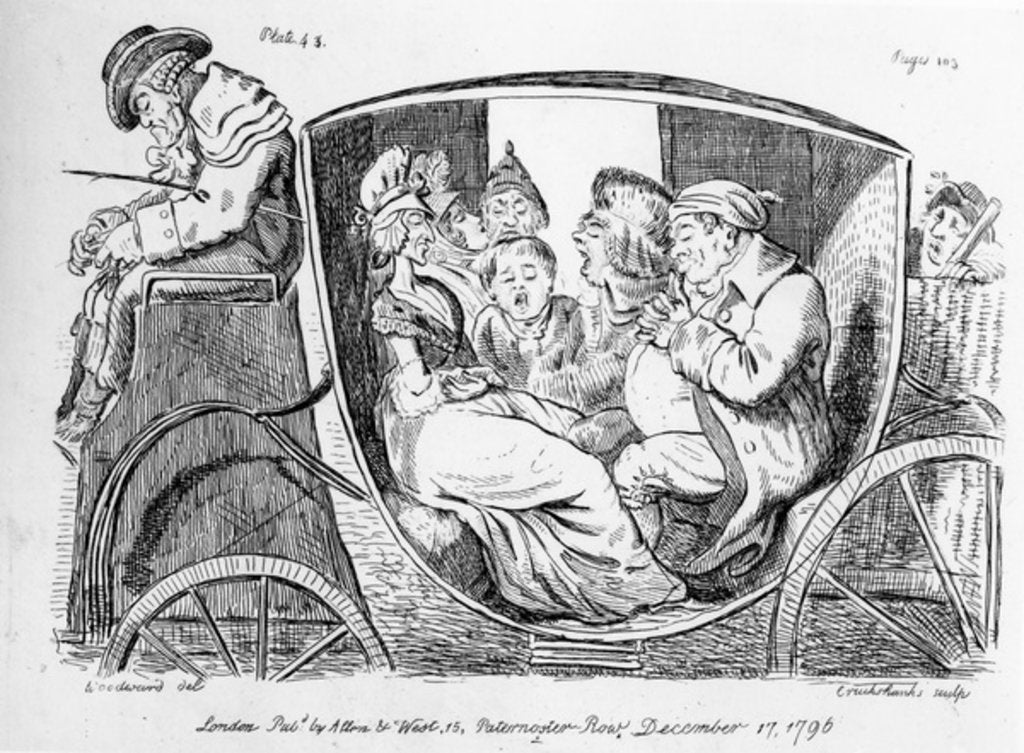 Detail of tage Coach Passengers Aslee by Isaac Cruikshank