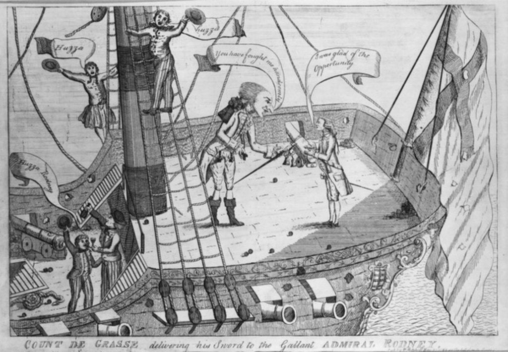 Detail of Count de Grasse delivering his Sword to the Gallant Admiral Rodney, print made by Thomas Colley, 1782 by English School