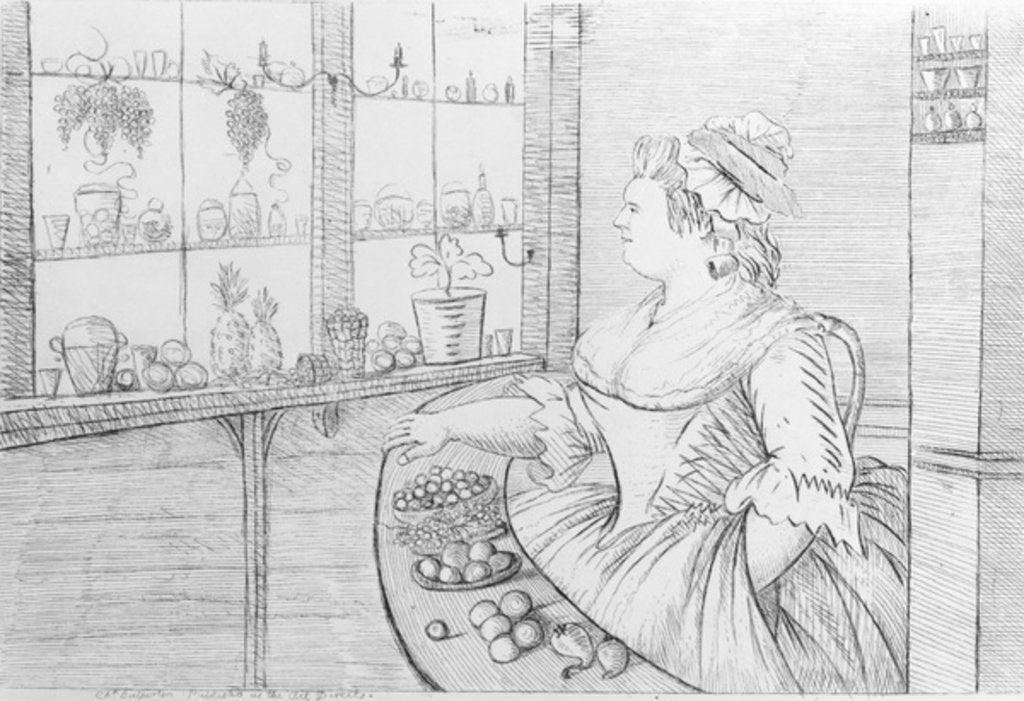 Detail of Mrs Weltje in her Shop in Pall Mall, 1783 by Charles Bretherton