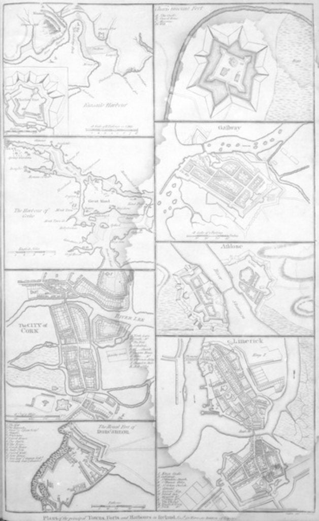Detail of Plans of the Principal Towns, Forts and Harbours in Ireland by (after) English School