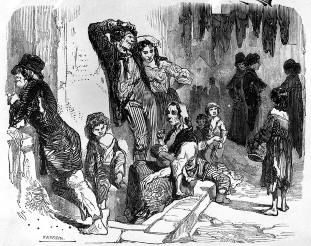 Detail of A Scene in St. Giles's by Francois Pierdon