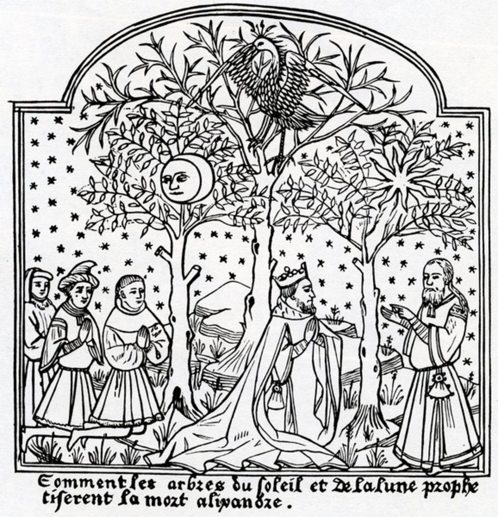 Detail of The Oracular trees of the Sun and the Moon by French School