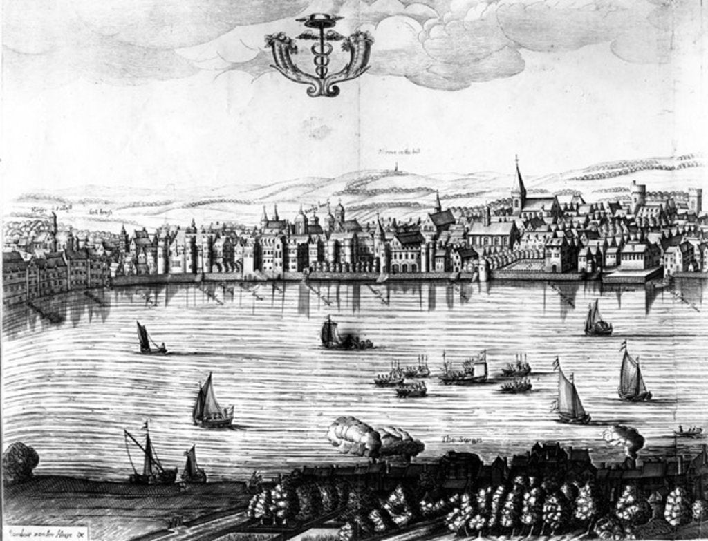 Detail of A View of the River Thames from Southwark, 1650 by Rombout Van den Hoeye