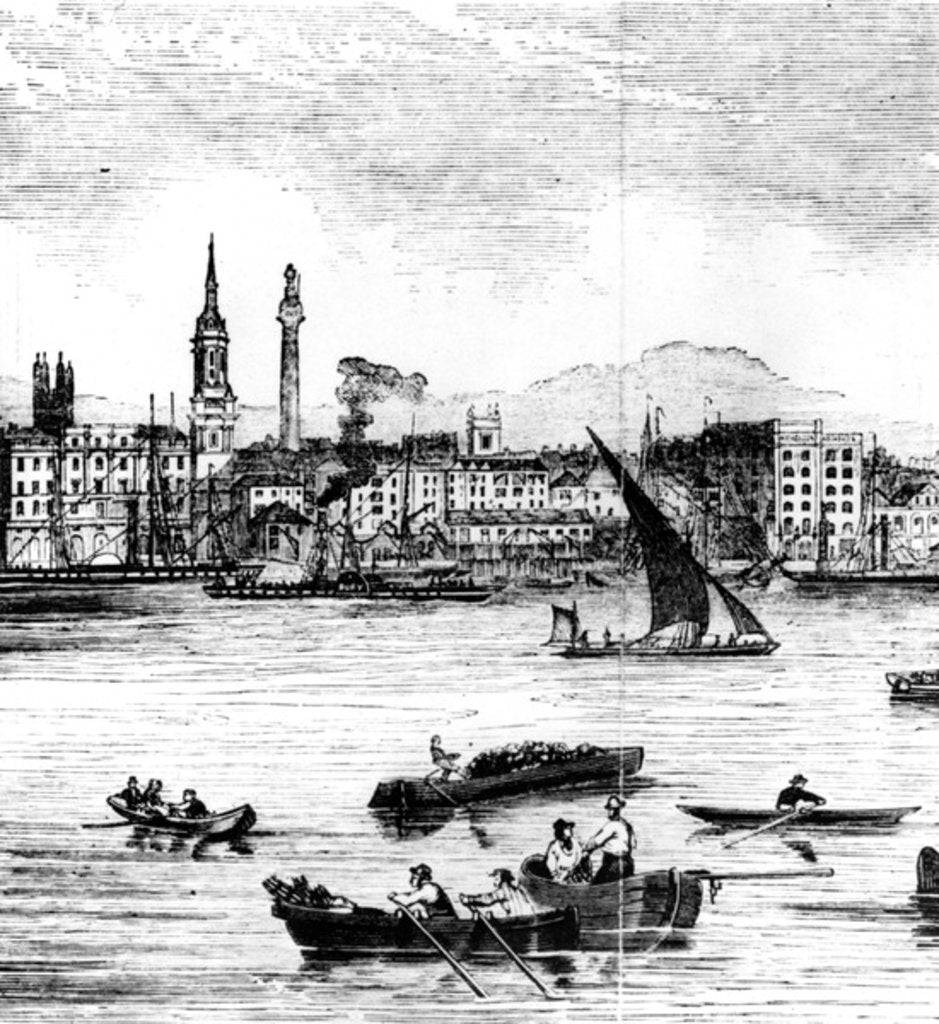 Detail of Wharfs on the River Thames, St. Benet's to Nicholson's Wharf by English School
