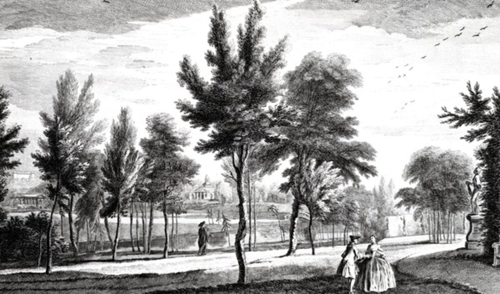 Detail of A View of the Elysian Fields from the Spring of Helicon, Stowe House Gardens by Jean Baptiste Claude Chatelain